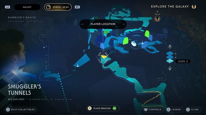 Po podniesieniu poprzedniej znajdźki przeciśnijcie się przez szczelinę - Jedi Survivor: Tunele przemytnika - lista sekretów - Star Wars Jedi Survivor - poradnik do gry