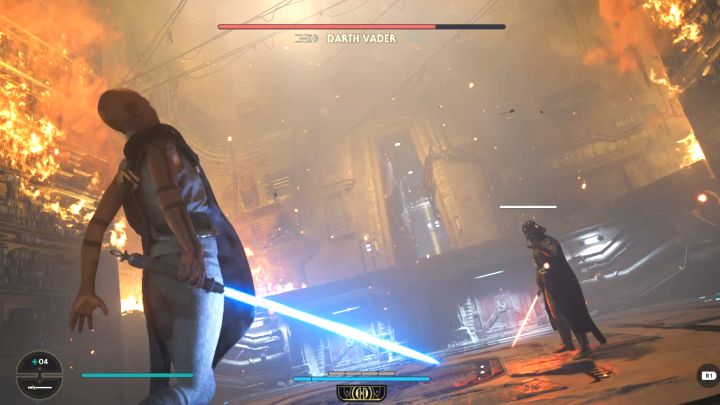 Począwszy od drugiej fazy Vader może stosować chwyt z użyciem Mocy - Jedi Survivor: Jak pokonać Darth Vadera w Archiwum? - Star Wars Jedi Survivor - poradnik do gry