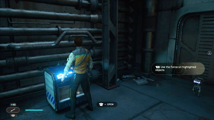 Skrzynia jest łatwa do odnalezienia tuż po dotarciu do lokacji Dachy po raz pierwszy - Jedi Survivor: Dachy z planety Coruscant - lista sekretów - Star Wars Jedi Survivor - poradnik do gry