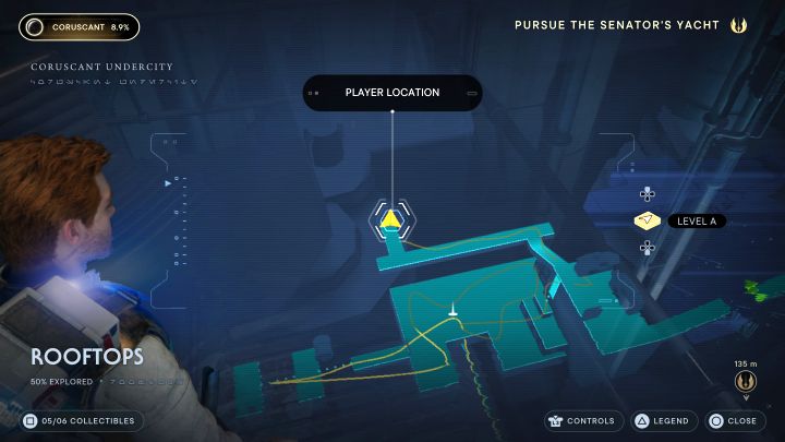 Sekret ten jest na końcu ścieżki nad punktem medytacji - Jedi Survivor: Dachy z planety Coruscant - lista sekretów - Star Wars Jedi Survivor - poradnik do gry