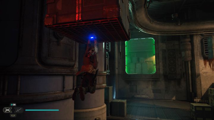 Ze zdobyciem sekretu trzeba zaczekać aż odblokujecie w głównej fabule umiejętność amulet Merrin z przenikania przez zielone bramy - Jedi Survivor: Punkt spedycyjny z planety Coruscant - lista sekretów - Star Wars Jedi Survivor - poradnik do gry