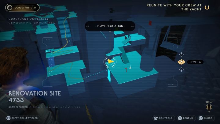 Sekret jest do odnalezienia po zaliczeniu samouczka z wydawania poleceń towarzyszowi w walce - Jedi Survivor: Stanowisko remontowe nr 4733 z planety Coruscant - lista sekretów - Star Wars Jedi Survivor - poradnik do gry