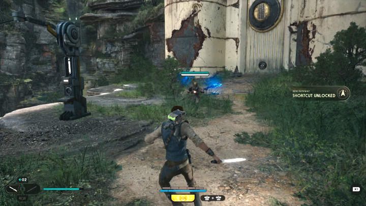 Znajdziecie się w końcu po drugiej stronie zawalonego mostu przy punkcie medytacji - Star Wars Jedi Survivor: Leśny węzeł (The Forest Array) - Star Wars Jedi Survivor - poradnik do gry