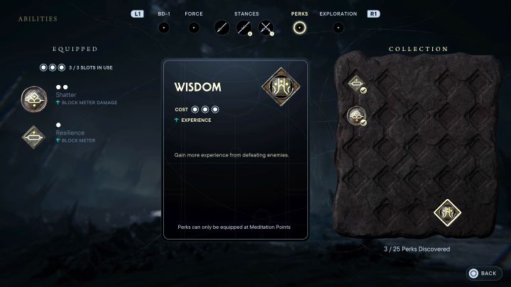 Sposób odblokowania: Zapełnij wszystkie miejsca na atuty - Star Wars Jedi Survivor: Trofea / Osiągnięcia - lista wszystkich, poradnik trofeowy - Star Wars Jedi Survivor - poradnik do gry