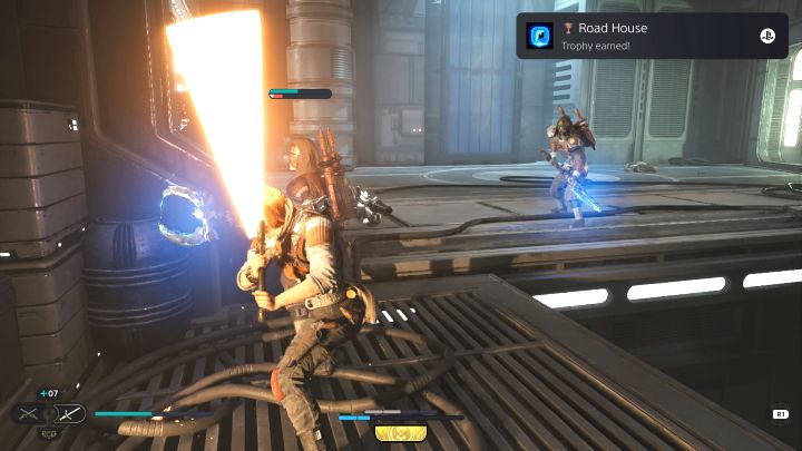 Zaczekajcie teraz na odblokowanie postawy Oburęczny w głównej fabule i wykonajcie z jej pomocą ładowany atak - Star Wars Jedi Survivor: Trofea / Osiągnięcia - lista wszystkich, poradnik trofeowy - Star Wars Jedi Survivor - poradnik do gry