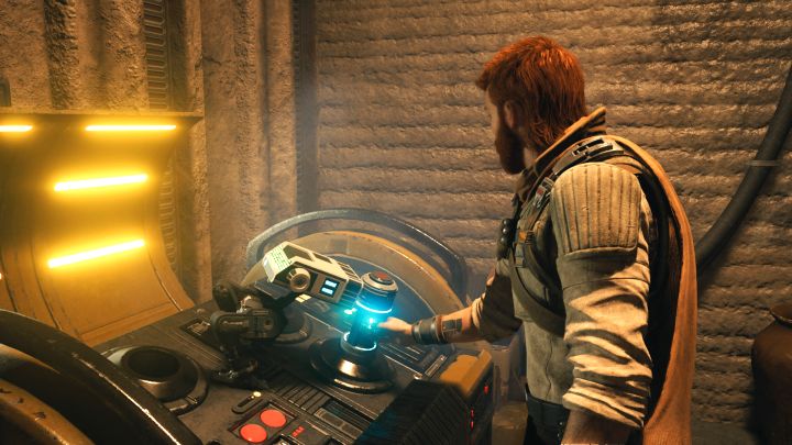 Za drzwiami znajdziecie dużą skrzynię ze zbiornikiem na stym - Star Wars Jedi Survivor: Tajemniczy klucz w sklepie Towary Domy - Star Wars Jedi Survivor - poradnik do gry