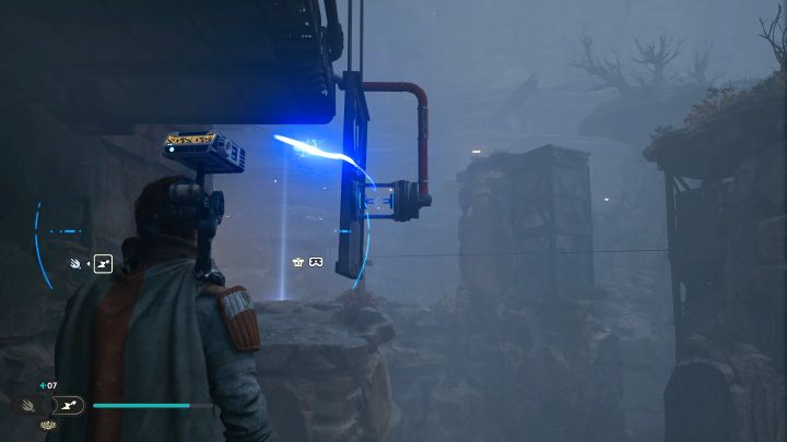 Gra pozwoli Wam od razu przetestować działanie strzałki elektrycznej na okolicznych niebieskich przewodach - Star Wars Jedi Survivor: Jak przeładować niebieskie przewody? - Star Wars Jedi Survivor - poradnik do gry