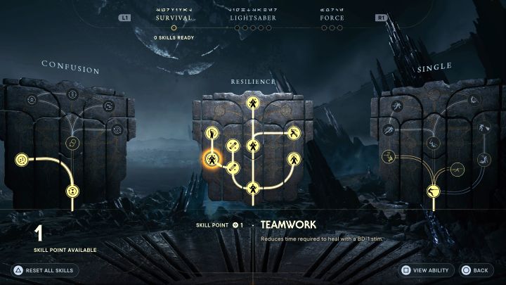 Współpraca - Umiejętność ta przyśpiesza leczenie z użyciem stymów - Star Wars Jedi Survivor: Najlepsze umiejętności - Star Wars Jedi Survivor - poradnik do gry