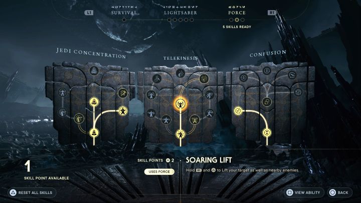 Masowe uniesienie i Masowe uderzenie z drzewka Telekineza - To lepsze wersje podniesienia i uderzenia Mocą - Star Wars Jedi Survivor: Najlepsze umiejętności - Star Wars Jedi Survivor - poradnik do gry
