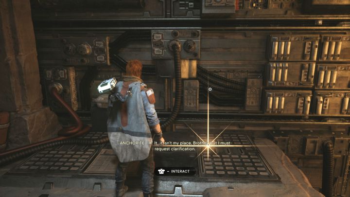 Zwój z Jedhy jest w bocznym obszarze na parterze, do którego dotrzecie po skorzystaniu z wąskiego przejścia między ścianami - Jedi Survivor: Archiwum z planety Jedha - lista sekretów - Star Wars Jedi Survivor - poradnik do gry