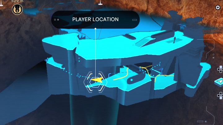 Zwój z Jedhy jest na jednej z niższych półek w ruinach, obok miejsca, w którym możecie zaskoczyć od tyłu siedzącego szturmowca - Jedi Survivor: Ścieżka uporu z planety Jedha - lista sekretów - Star Wars Jedi Survivor - poradnik do gry