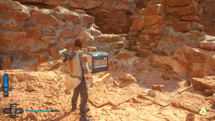 Po znalezieniu poprzedniej znajdźki wdrapcie się na półkę ze szturmowcami i linką - Jedi Survivor: Ścieżka odnowy z planety Jedha - lista sekretów - Star Wars Jedi Survivor - poradnik do gry