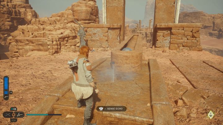 Echo znajdziecie na szczycie ruin, przy korycie do przesuwania kuli - Jedi Survivor: Ścieżka pewności z planety Jedha - lista sekretów - Star Wars Jedi Survivor - poradnik do gry
