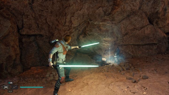 Echo znajdziecie po zaliczeniu sceny zjazdu po śliskim zboczu i pokonaniu grupy małych potworów - Jedi Survivor: Wietrzny płaskowyż z planety Jedha - lista sekretów - Star Wars Jedi Survivor - poradnik do gry