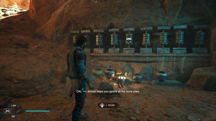 Obszar do zeskanowania jest obok głównego wejścia do Krypty Uhrmy - Jedi Survivor: Wietrzny płaskowyż z planety Jedha - lista sekretów - Star Wars Jedi Survivor - poradnik do gry