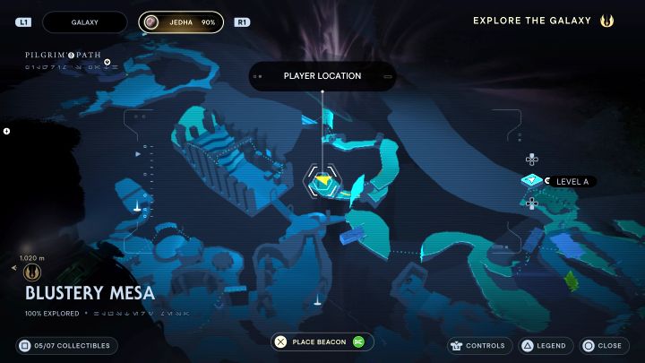 Po zdobyciu powyższej znajdźki znajdźcie w dolnych korytarzach zieloną bramę wymagającą posiadania amuletu Merrin - Jedi Survivor: Wietrzny płaskowyż z planety Jedha - lista sekretów - Star Wars Jedi Survivor - poradnik do gry