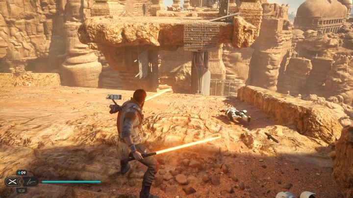 Sekret jest na środku mostu i początkowo nie można do niego dotrzeć - Jedi Survivor: Niszczejący most z planety Jedha - lista sekretów - Star Wars Jedi Survivor - poradnik do gry