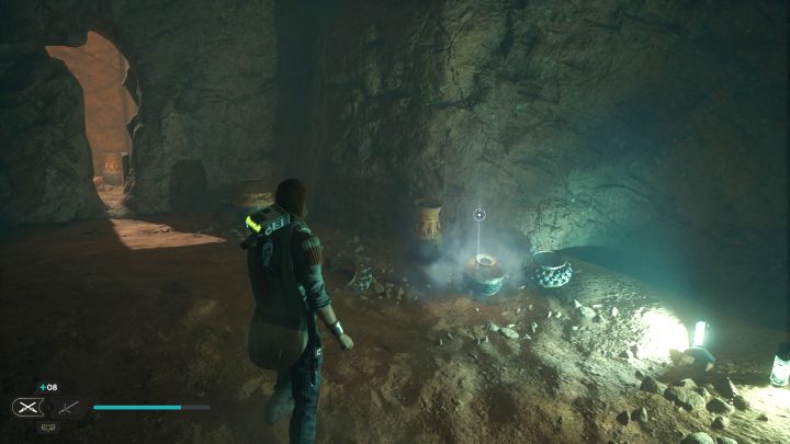Echo przy dzbanach jest do odnalezienia niedługo po muralu z poprzedniej znajdźki - Jedi Survivor: Świątynne sanktuarium z planety Jedha - lista sekretów - Star Wars Jedi Survivor - poradnik do gry