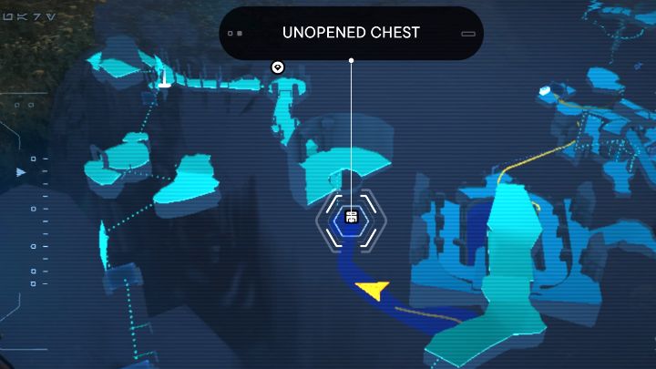 Tuż przed tym jak dopłyniecie do sali z zamkniętą bramą musicie znaleźć skrzynię w podwodnym tunelu - Jedi Survivor: Zakopane schronienie z planety Jedha - lista sekretów - Star Wars Jedi Survivor - poradnik do gry