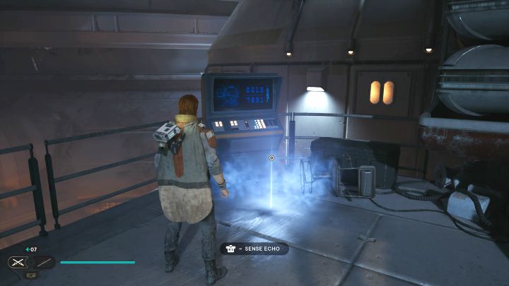 Echo jest przy terminalu odnajdywanym tuż po dotarciu po raz pierwszy do kuźni - Jedi Survivor: Kuźnia automatyczna ze Zniszczonego Księżyca - lista sekretów - Star Wars Jedi Survivor - poradnik do gry