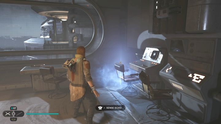 Echo jest w pomieszczeniu kontrolnym niedaleko punktu medytacji - Jedi Survivor: Kuźnia automatyczna ze Zniszczonego Księżyca - lista sekretów - Star Wars Jedi Survivor - poradnik do gry