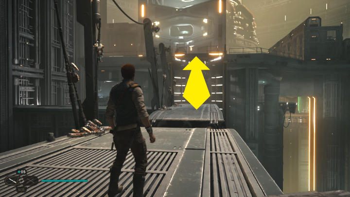 Naprzeciwko punktu medytacji jest winda - Star Wars Jedi Survivor: Uratuj Zee z Lucrehulka (Rescue Zee from the Lucrehulk) - Star Wars Jedi Survivor - poradnik do gry