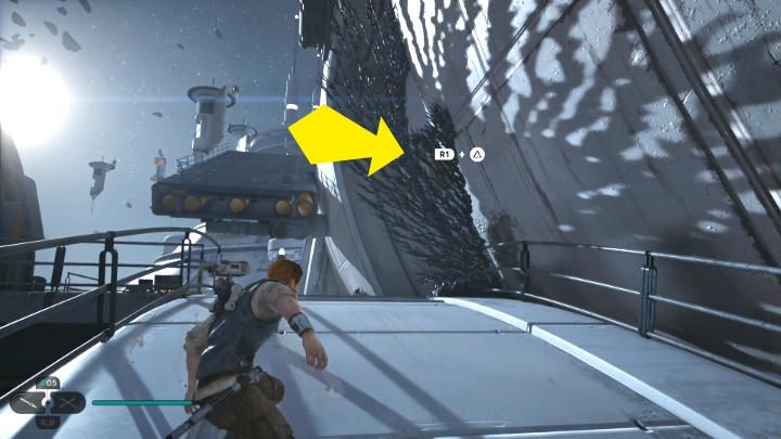 Po wylądowaniu na zniszczonym księżycu zjedźcie do punktu medytacji i skorzystajcie z opcji szybkiej podróży - przenieście się w pobliże głównego znacznika misji - Star Wars Jedi Survivor: Znajdź Rayvisa na zniszczonym księżycu (Locate Rayvis on the Shattered Moon) - Star Wars Jedi Survivor - poradnik do gry