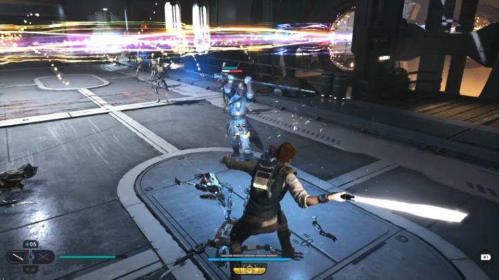 Dotrzecie do pomieszczenia, w którym spotkacie liczny oddział wroga - Star Wars Jedi Survivor: Znajdź Rayvisa na zniszczonym księżycu (Locate Rayvis on the Shattered Moon) - Star Wars Jedi Survivor - poradnik do gry