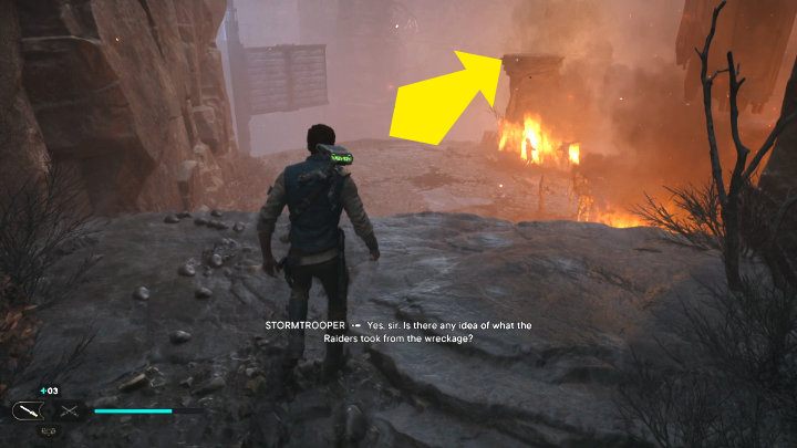 Dojdziecie do płonącego obszaru - miejsce katastrofy statku - Star Wars Jedi Survivor: Staw czoła Daganowi w obserwatorium na Koboh (Confront Dagan at the Koboh Observatory) - Star Wars Jedi Survivor - poradnik do gry