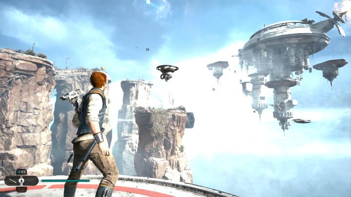 Wyciągnijcie mocą balon z maszyny po prawej stronie i ustawcie go w taki sposób, aby przeskoczyć na najbliższą platformę - Star Wars Jedi Survivor: Staw czoła Daganowi w obserwatorium na Koboh (Confront Dagan at the Koboh Observatory) - Star Wars Jedi Survivor - poradnik do gry