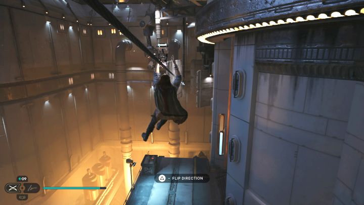 Musicie rozpocząć w głównej części regionu i korzystać ze ścian wspinaczkowych oraz ścian do biegania z obrazka 1 - Jedi Survivor: Punkt zbiorny linii ze Zniszczonego Księżyca - lista sekretów - Star Wars Jedi Survivor - poradnik do gry