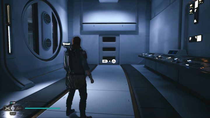 Na dolnym poziomie musicie zaliczyć obowiązkową zagadkę ze wzmacniaczem kul w laboratorium Republiki - opisaliśmy ją w rozdziale Zagadki w poradniku - Jedi Survivor: Laboratorium badawcze Republiki ze Zniszczonego Księżyca - lista sekretów - Star Wars Jedi Survivor - poradnik do gry