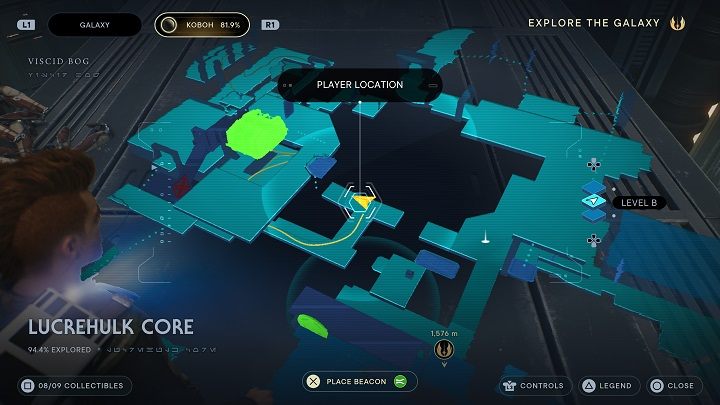 Na koniec pozostaje Wam wspiąć się wyżej na prawo od ostatniej znajdźki - w ten sposób będziecie mogli otworzyć skrót - Jedi Survivor: Rdzeń Lucrehulka - lista sekretów - Star Wars Jedi Survivor - poradnik do gry