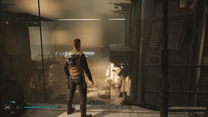 Wróćcie się w stronę placu i od razu po wyjściu na niego udajcie się na wprost - będzie tam linka ze skrótu, który wcześniej aktywowaliście - Jedi Survivor: Koszary Jurcie - lista sekretów - Star Wars Jedi Survivor - poradnik do gry