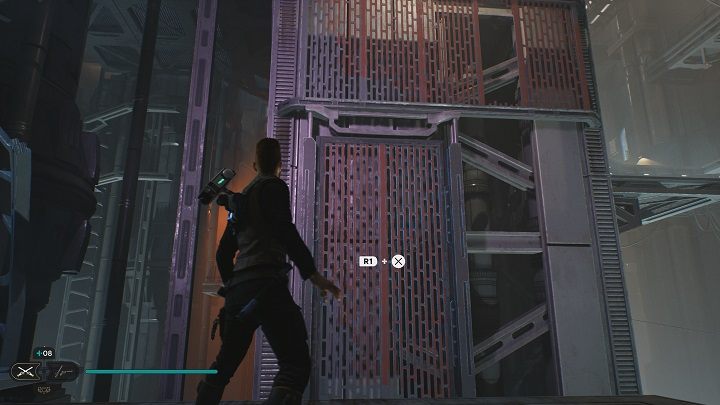 Kawałek dalej będziecie mieli kratę, którą trzeba obniżyć i się po niej wspiąć - Jedi Survivor: Spód Generatora - lista sekretów - Star Wars Jedi Survivor - poradnik do gry