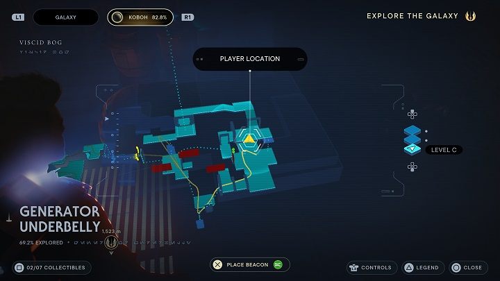 Następnie kierujcie się na lewo, do małego pomieszczenia - Jedi Survivor: Spód Generatora - lista sekretów - Star Wars Jedi Survivor - poradnik do gry