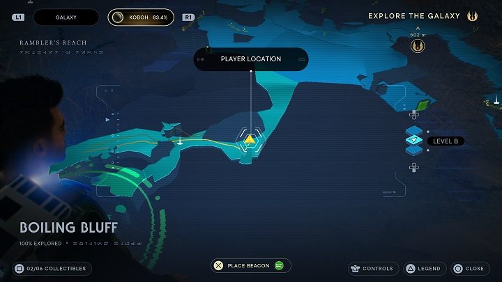 Wróćcie się i jeszcze zanim zeskoczycie na dół, powinniście zauważyć echo ze wpisem do bazy danych - Jedi Survivor: Strome Urwiska - lista sekretów - Star Wars Jedi Survivor - poradnik do gry