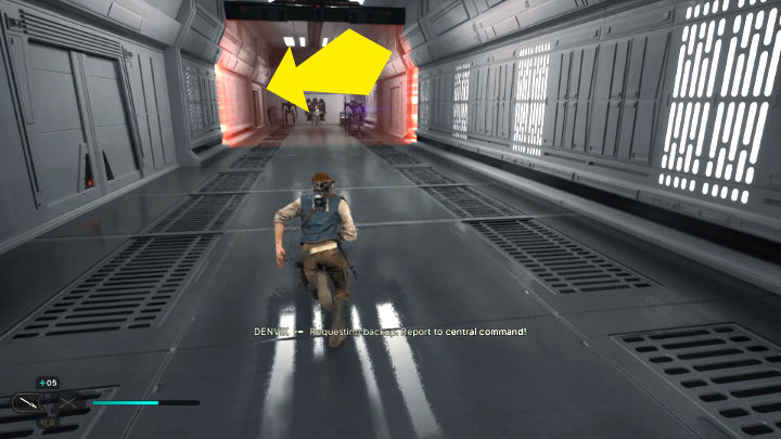 Dojdziecie do korytarza, który jest zabezpieczony przesuwającym się czerwonym polem siłowym - Star Wars Jedi Survivor: Znajdź Bodea (Locate Bode) - Star Wars Jedi Survivor - poradnik do gry