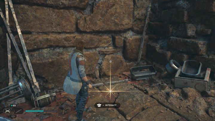 Zwój z Jedhy jest w prawych ruinach niedaleko opisanej powyżej bazy danych - Jedi Survivor: Mury klasztorne z planety Jedha - lista sekretów - Star Wars Jedi Survivor - poradnik do gry