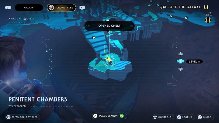 W ruinach możecie wbiec po pionowej ścianie i dotrzeć na wyższą półkę - Jedi Survivor: Komnaty pokutników z planety Jedha - lista sekretów - Star Wars Jedi Survivor - poradnik do gry