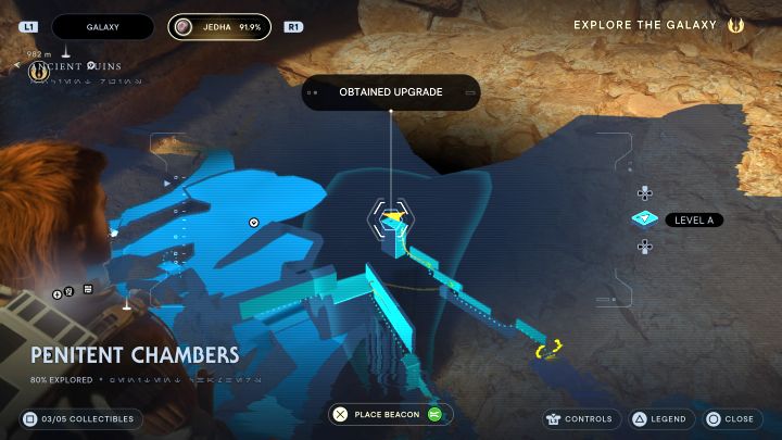 Dotrzyjcie do miejsca, w którym odbijać się od pionowej ściany - Jedi Survivor: Komnaty pokutników z planety Jedha - lista sekretów - Star Wars Jedi Survivor - poradnik do gry