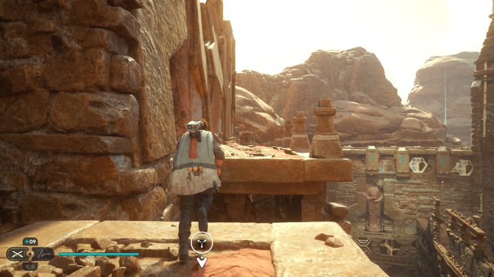 Rozpocznijcie w miejscu zdobycia esencji, obróćcie się o 180 stopni i wyruszcie prosto podróżując przez górne ruiny - Jedi Survivor: Komnaty pokutników z planety Jedha - lista sekretów - Star Wars Jedi Survivor - poradnik do gry