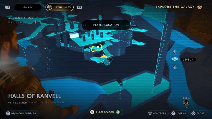 Przed dotarciem do lokacji z warsztatem zbadajcie metalową ścieżkę prowadzącą na dół - Jedi Survivor: Korytarze Ranvella z planety Jedha - lista sekretów - Star Wars Jedi Survivor - poradnik do gry