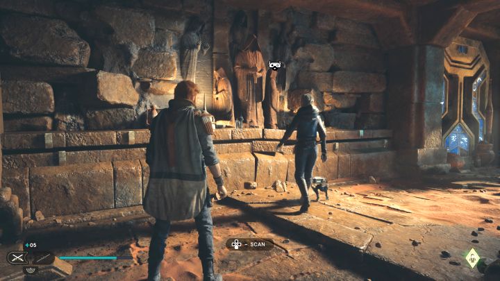 Zeskanujcie mural w tym samym pomieszczeniu, co opisana powyżej skrzynia - Jedi Survivor: Korytarze Ranvella z planety Jedha - lista sekretów - Star Wars Jedi Survivor - poradnik do gry