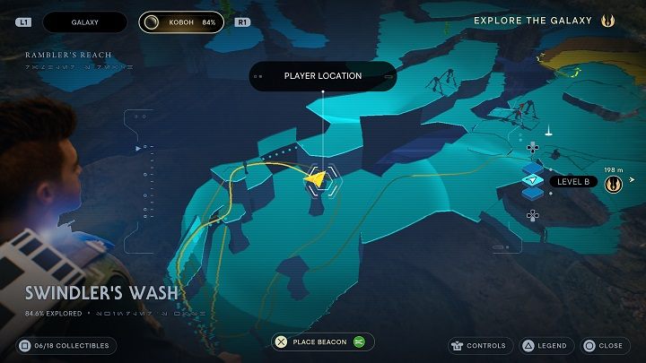 Patrząc z miejsca, w którym braliście esencję, możecie zauważyć przed sobą kolejny słupek - Jedi Survivor: Fala Oszusta - lista sekretów - Star Wars Jedi Survivor - poradnik do gry