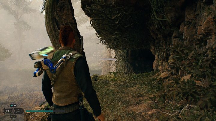 Gdy już będziecie na górze, skorzystajcie ze ścieżki prowadzącej na dół - uważajcie jednak na groźną materię przy trupach - Jedi Survivor: Bazaltowa Szczelina - lista sekretów - Star Wars Jedi Survivor - poradnik do gry