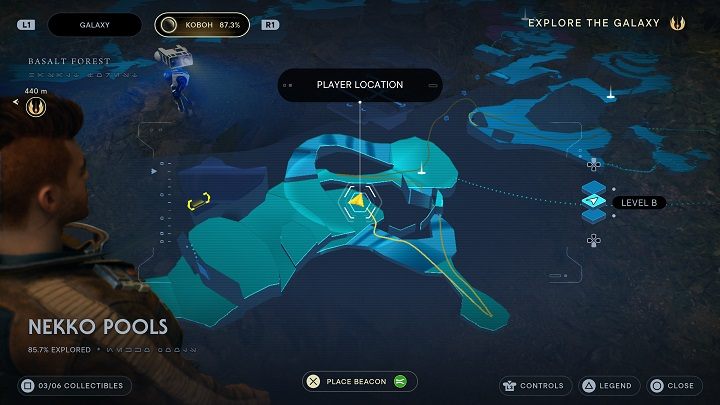 Na lewo od wyżej opisanej rośliny znajduje się wpis do bazy danych - Jedi Survivor: Baseny Nekko - lista sekretów - Star Wars Jedi Survivor - poradnik do gry