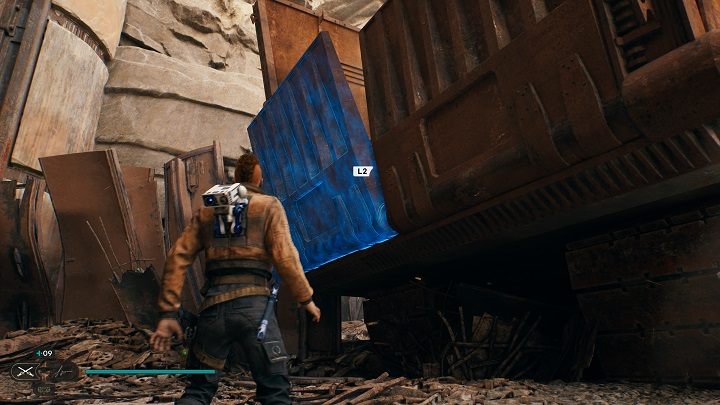 Następnie musicie się udać na tyły koparki i umiejętnością przyciągania otworzyć drzwi - Jedi Survivor: Osada Bygone - lista sekretów - Star Wars Jedi Survivor - poradnik do gry