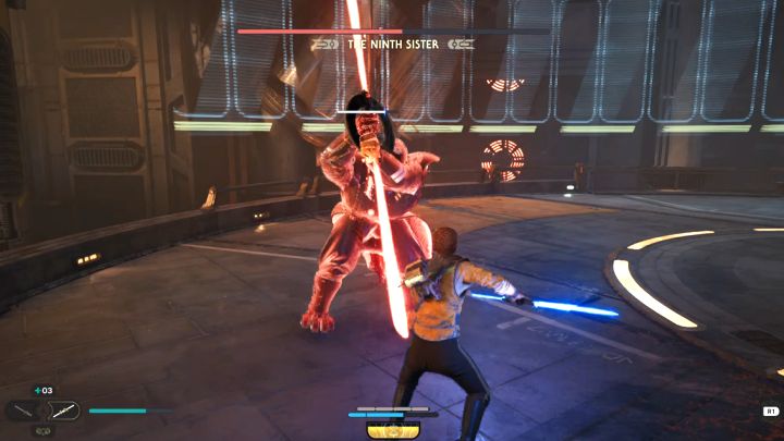 Uważajcie na silne czerwone ataki Dziewiątej Siostry - mogą to być m - Jedi Survivor: Jak pokonać bossa Dziewiąta Siostra? - Star Wars Jedi Survivor - poradnik do gry