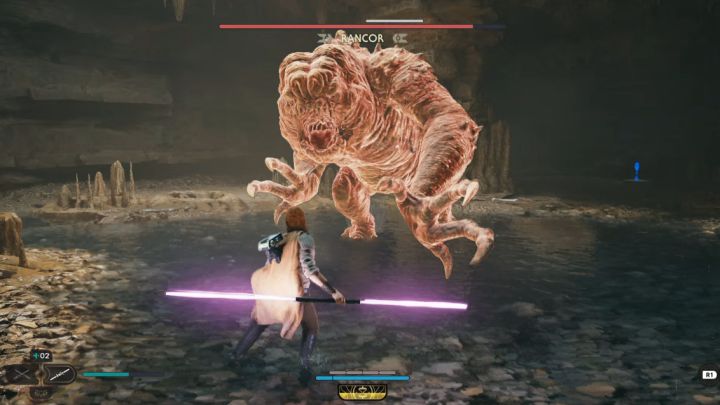 Najważniejszy punkt tej walki to bezbłędne unikanie czerwonych ataków bossa i najbardziej problematycznym jest próba złapania Cala - Jedi Survivor: Jak pokonać bossa Rancor (Wilgotna grota na Koboh)? - Star Wars Jedi Survivor - poradnik do gry